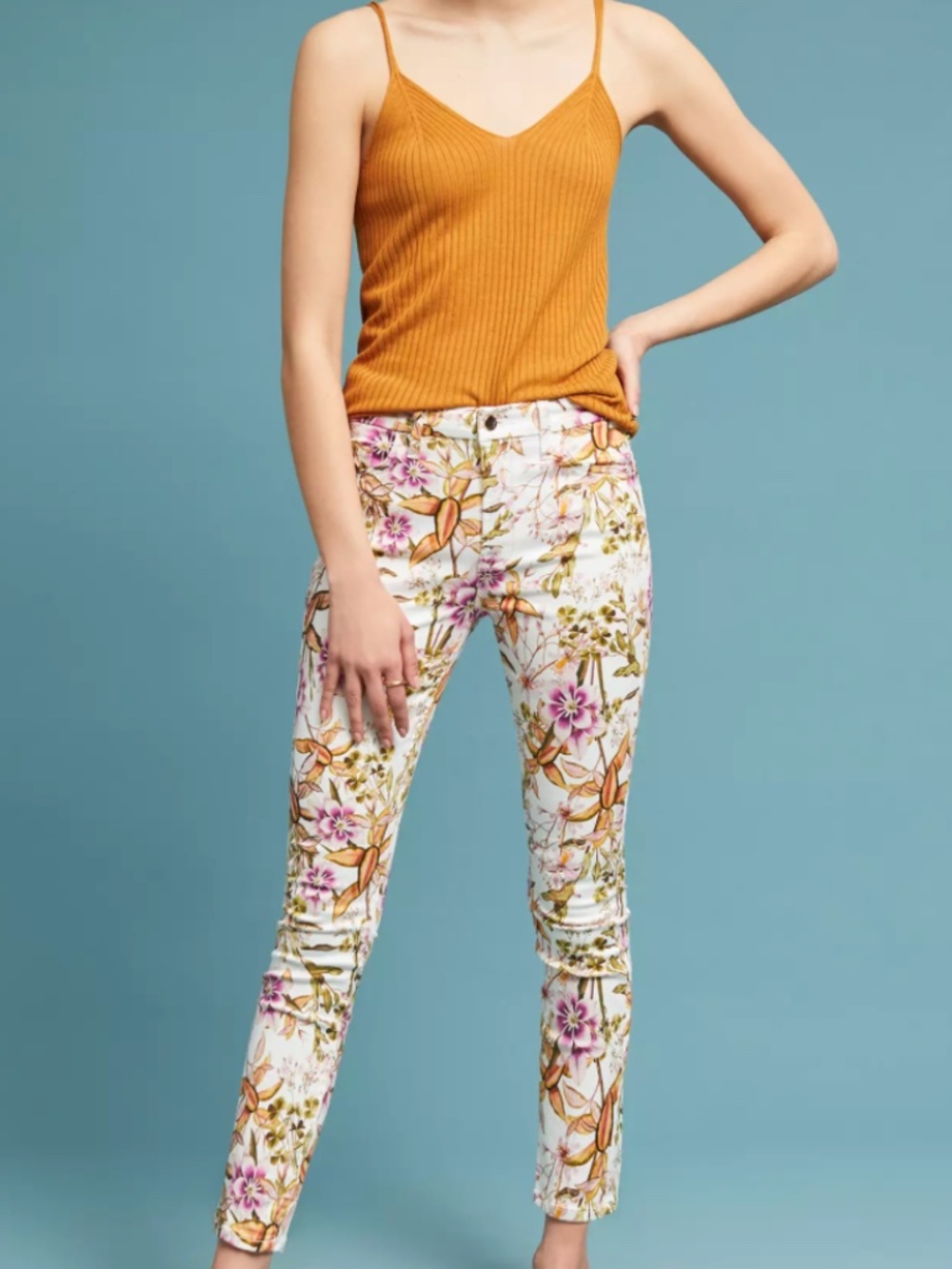 Jen7 by 7 For All Mankind Havana Tropics High-Rise Skinny Ankle Jeans Sz 6